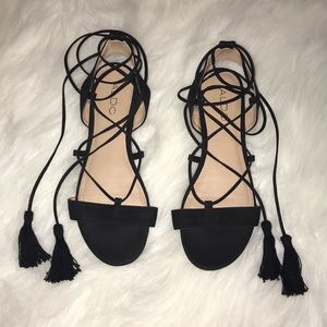ALDO Black Flat, Ballerina Lace-Up Sandals